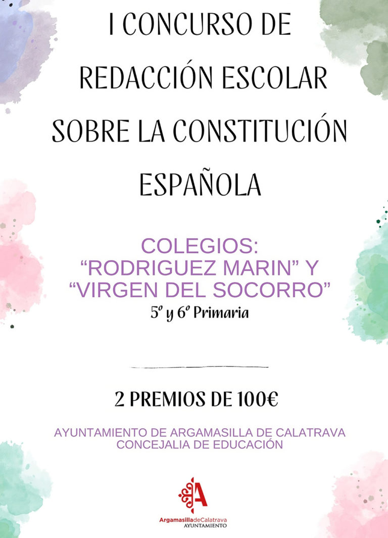 El Ayuntamiento de Argamasilla de Calatrava convoca el I Concurso de Redacción Escolar sobre la Constitución