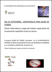 El Ayuntamiento de Argamasilla de Calatrava y la Asociación Contra el Cáncer lanzan una campaña para ayudar a los fumadores a abandonar el hábito